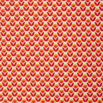 Preview: Baumwolljersey Feather Fan Retrobumen Rottöne auf Creme von jojulein design by Swafing